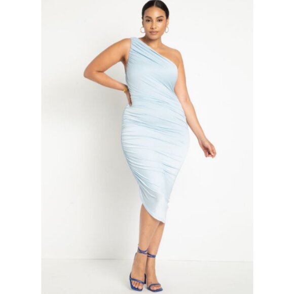 NWT Eloquii Ruched One Shoulder Mini Dress - Picture 1 of 1